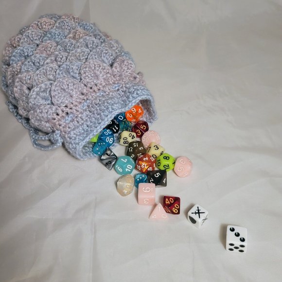 Opal Dragon Scale Egg Dice Bag | D&D | Crochet Pouch | Large - Picture 1 of 4